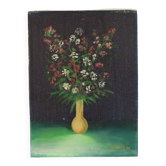 Petite nature morte de fleurs dans un vase peinture Marcel David 1980