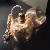 2 bubble blown glass pendant lamps
