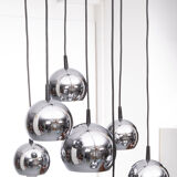 Lustre 7 chrome spheres Hollande années 1970