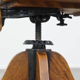 Antique late 19th century English office chair with reclining backrest and height adjustable