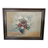 Oil painting on canvas, Bouquets of roses and tulips, signed Hire