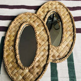 2 mirrors in natural basketry, 49x30 cm