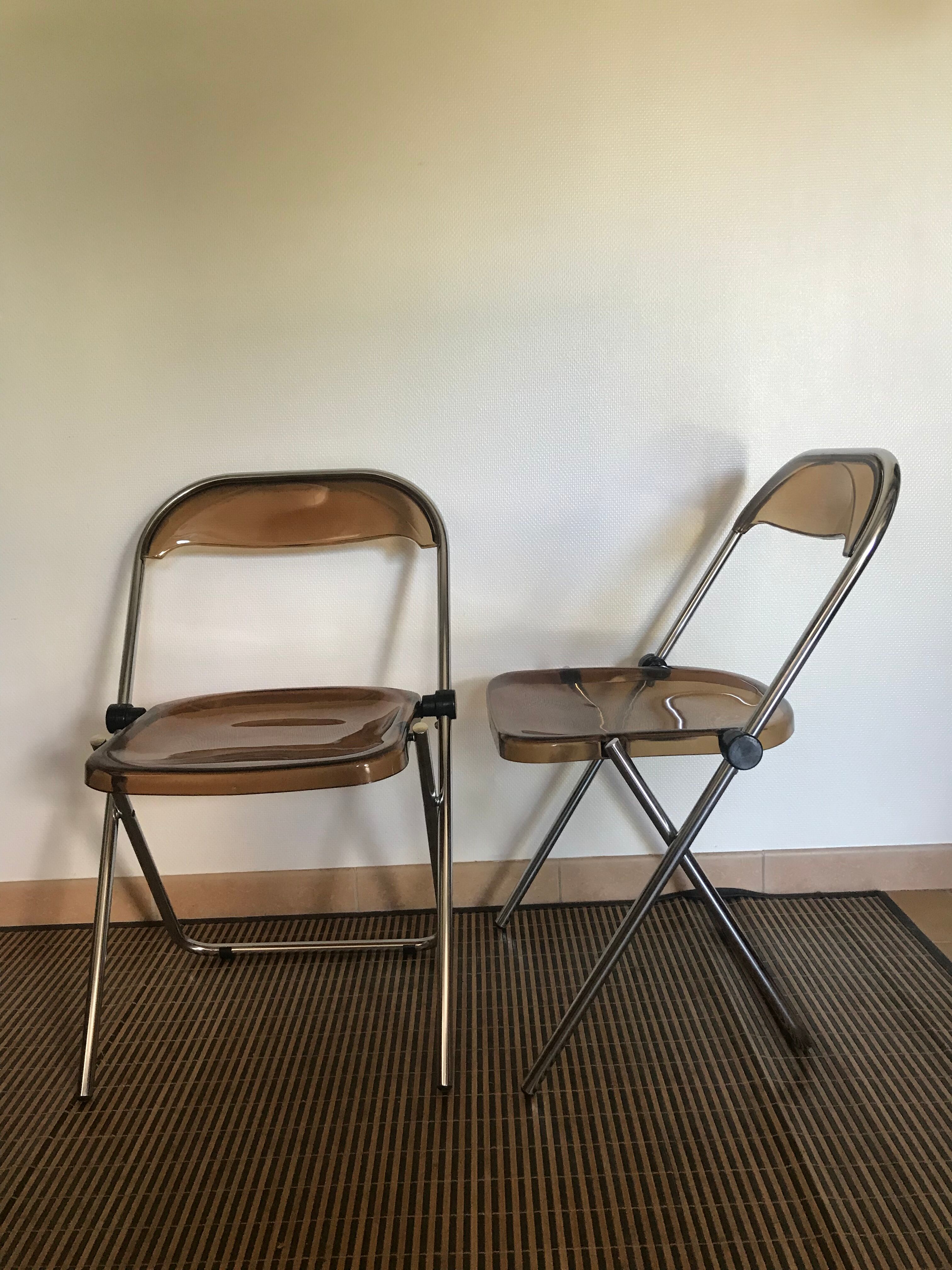 Vintage folding chairs smoked Plexiglas