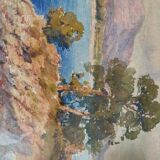 Tableau aquarelle vue du Cap d'ail par Émile Gauffriaud