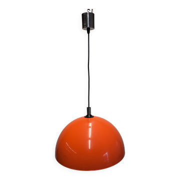 Suspension dôme Space age en plastique dur orange, France vers 1970