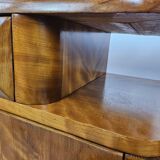 Art Decò bedside tables in blond walnut with drawer and shelf