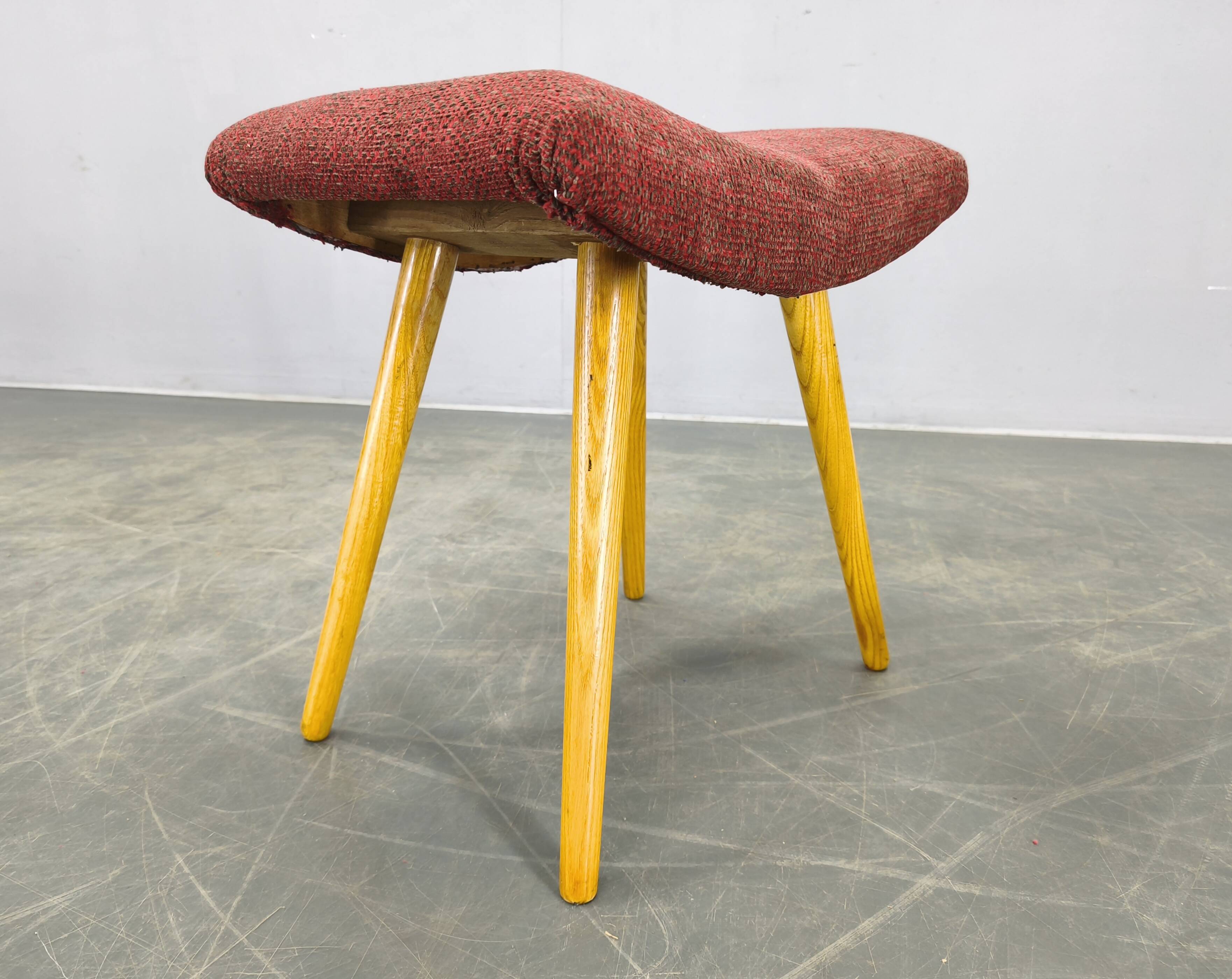 Pair of mid-century maple stools from the 1960s, Czechoslovakia.