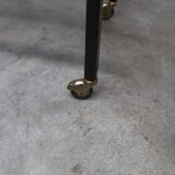 1960s serving cart, hi-fi cabinet on casters, teak, black metal, glass