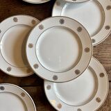 Lot de 10 assiettes à dessert vintage blanches et dorées
