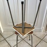 Pair of formica stools brown style veneer and white 70s