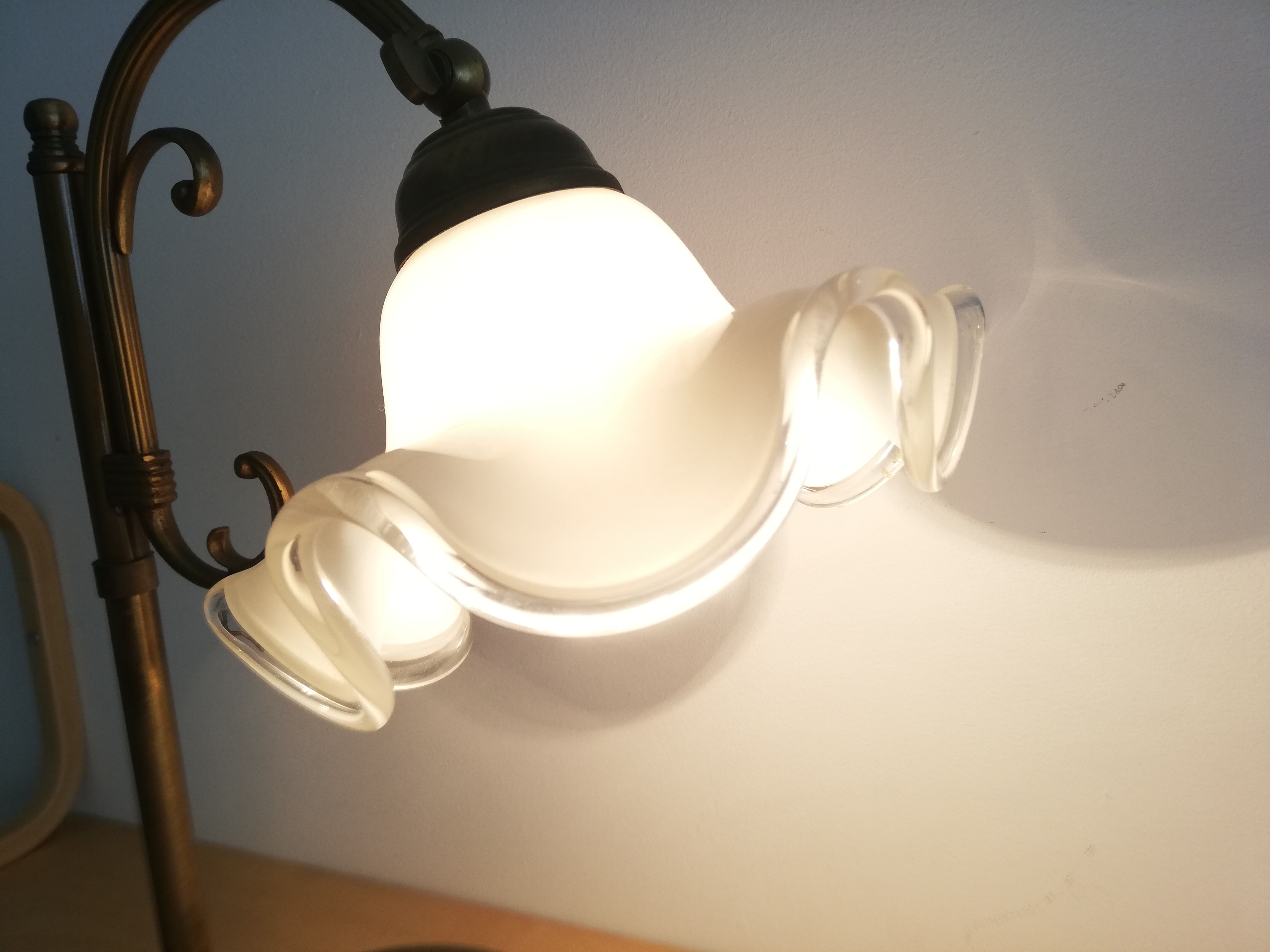 1960s brass and glass table lamp vintage