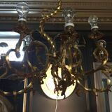 Napoleon III bronze chandelier, Louis XV style, baroque rocaille twist, 189
