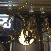 Napoleon III bronze chandelier, Louis XV style, baroque rocaille twist, 189
