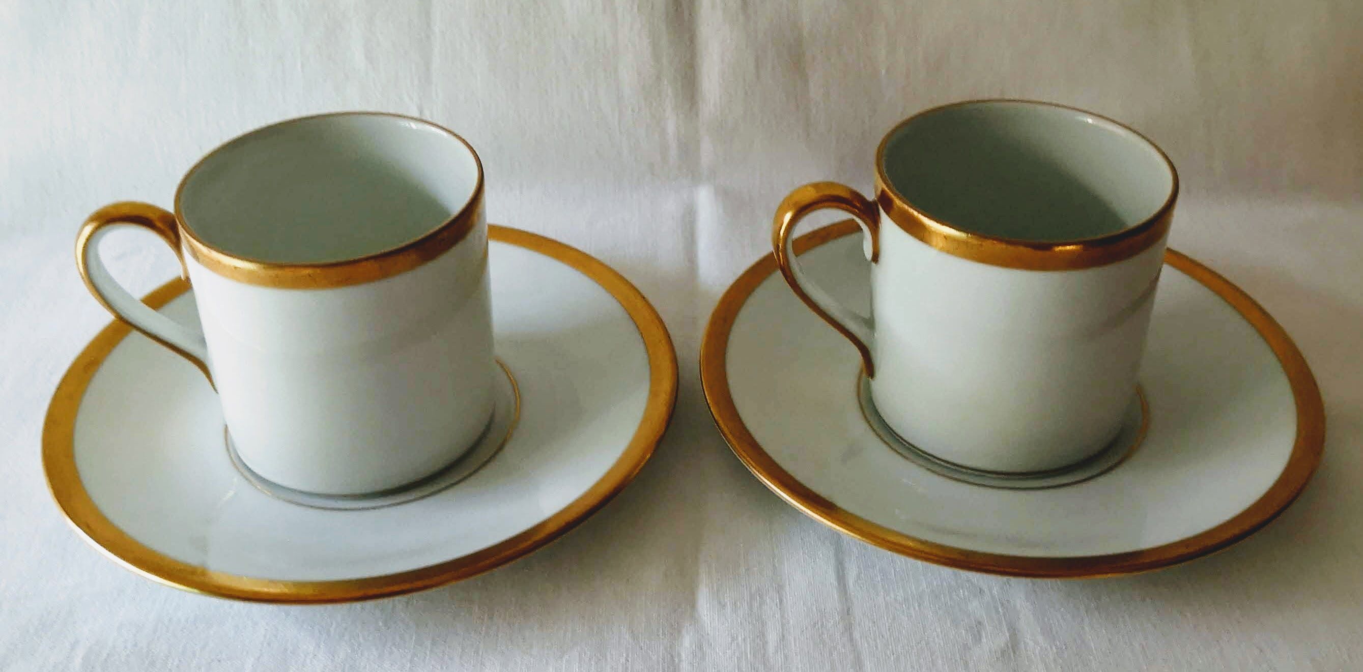 Duo cups Cerabel porcelain of Baudour white and gold
