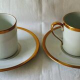 Duo cups Cerabel porcelain of Baudour white and gold