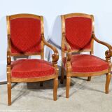 Pair of Cherry Wood Armchairs, Louis Philippe Period – 1st Part 19th