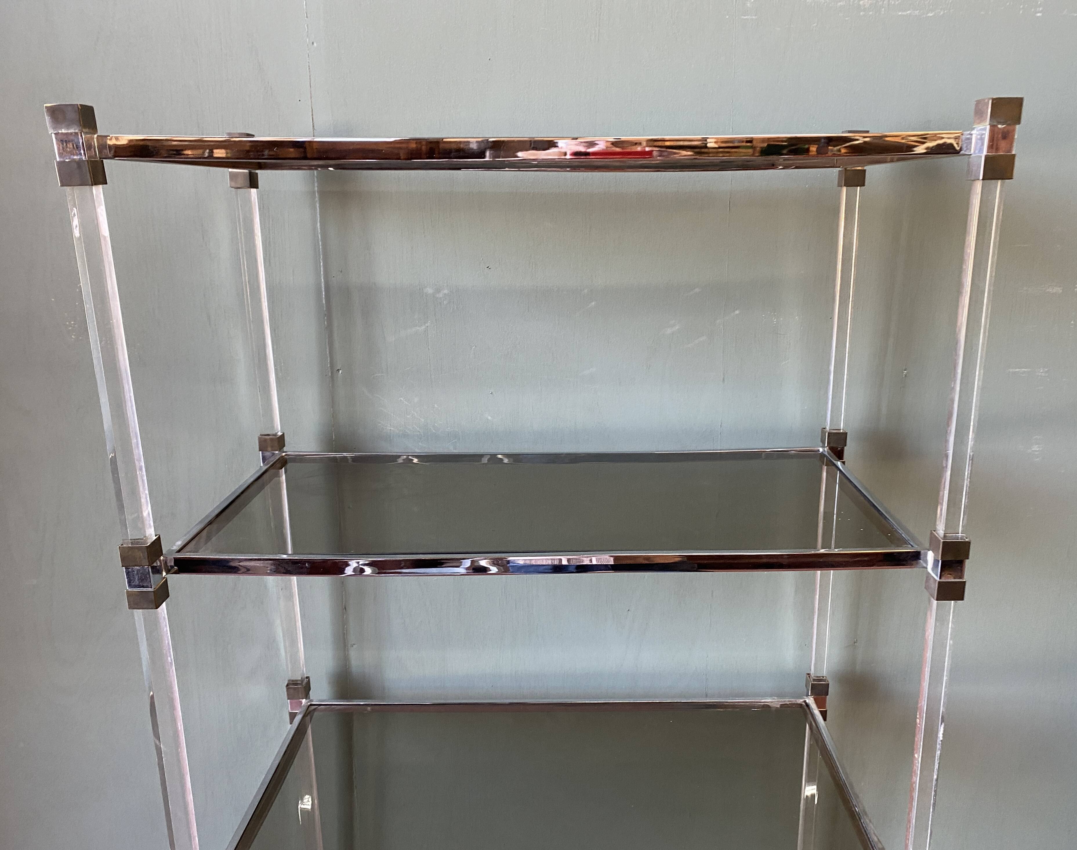 70s shelf in plexiglas and smoked glass