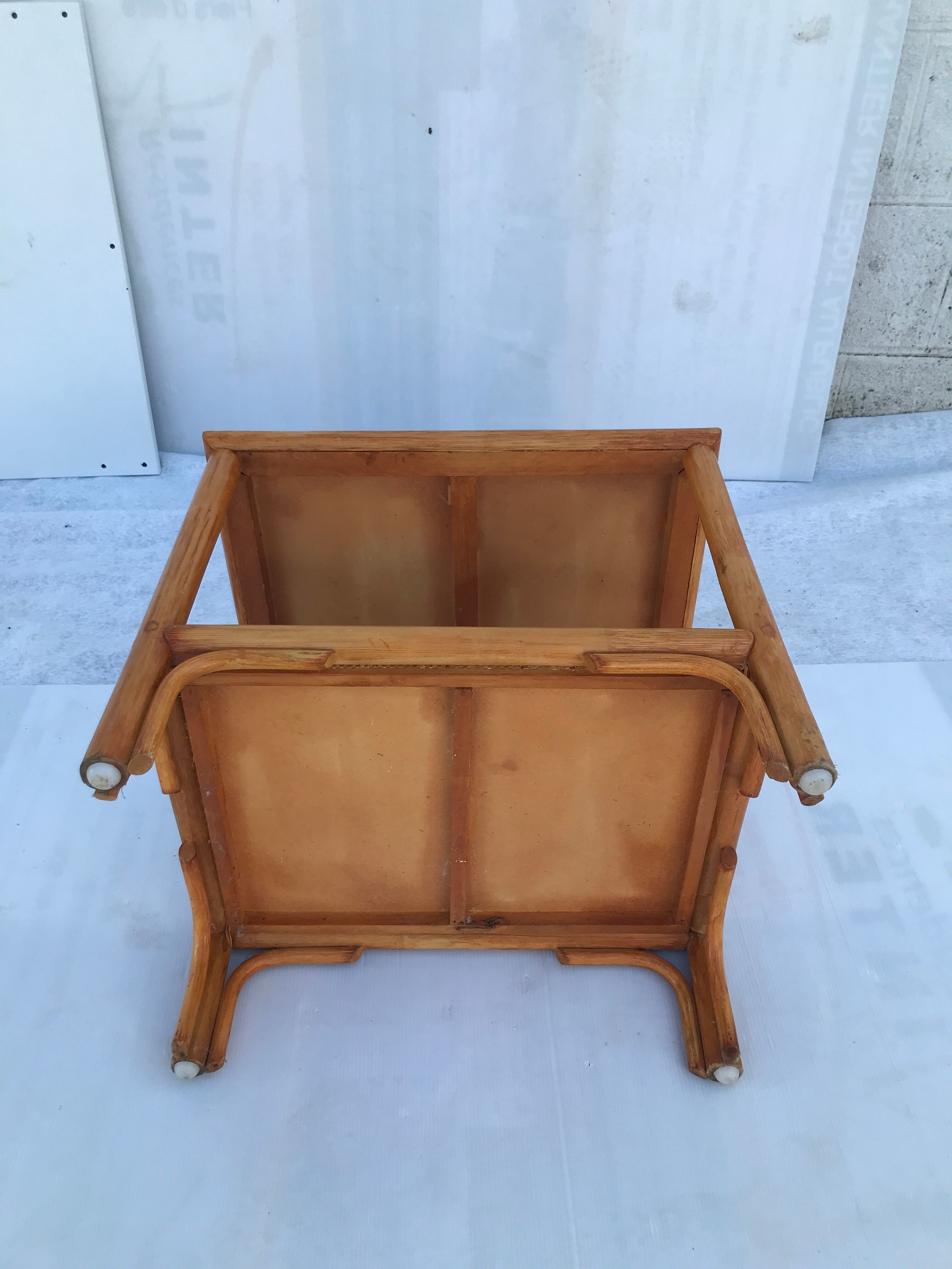 Bedside shelf in vintage wicker rattan