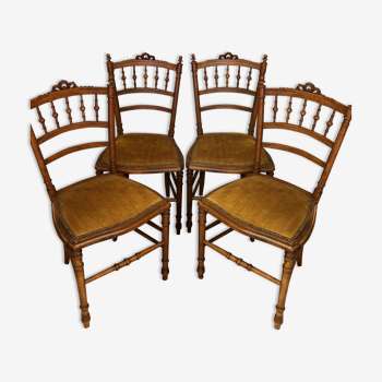 4 chaises noyer massif style Louis XVI vintage