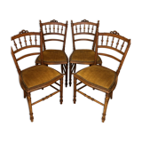 4 vintage Louis XVI style solid walnut chairs