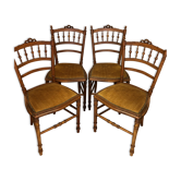 4 vintage Louis XVI style solid walnut chairs