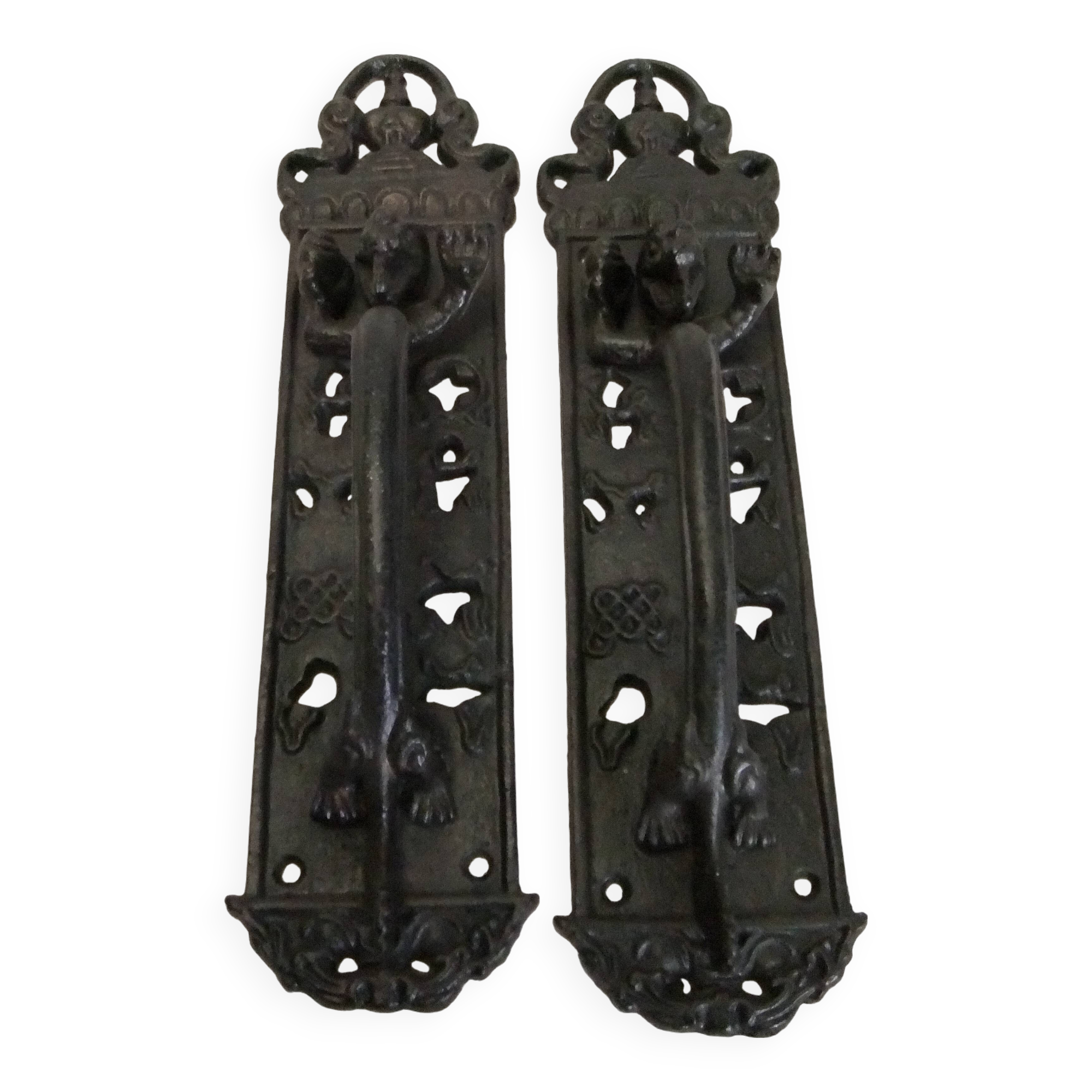 Cast iron dragon door handle 30cm pair