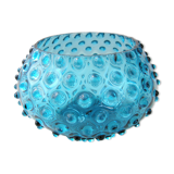 Vintage bubble vase in blue glass