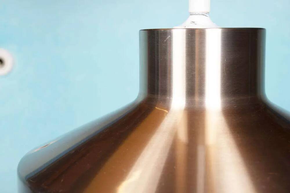 Vintage suspended lamp in aluminium from the 60s/70s, dining table lamp.