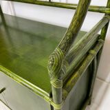 Buffet en rotin vert et hêtre, années 1970