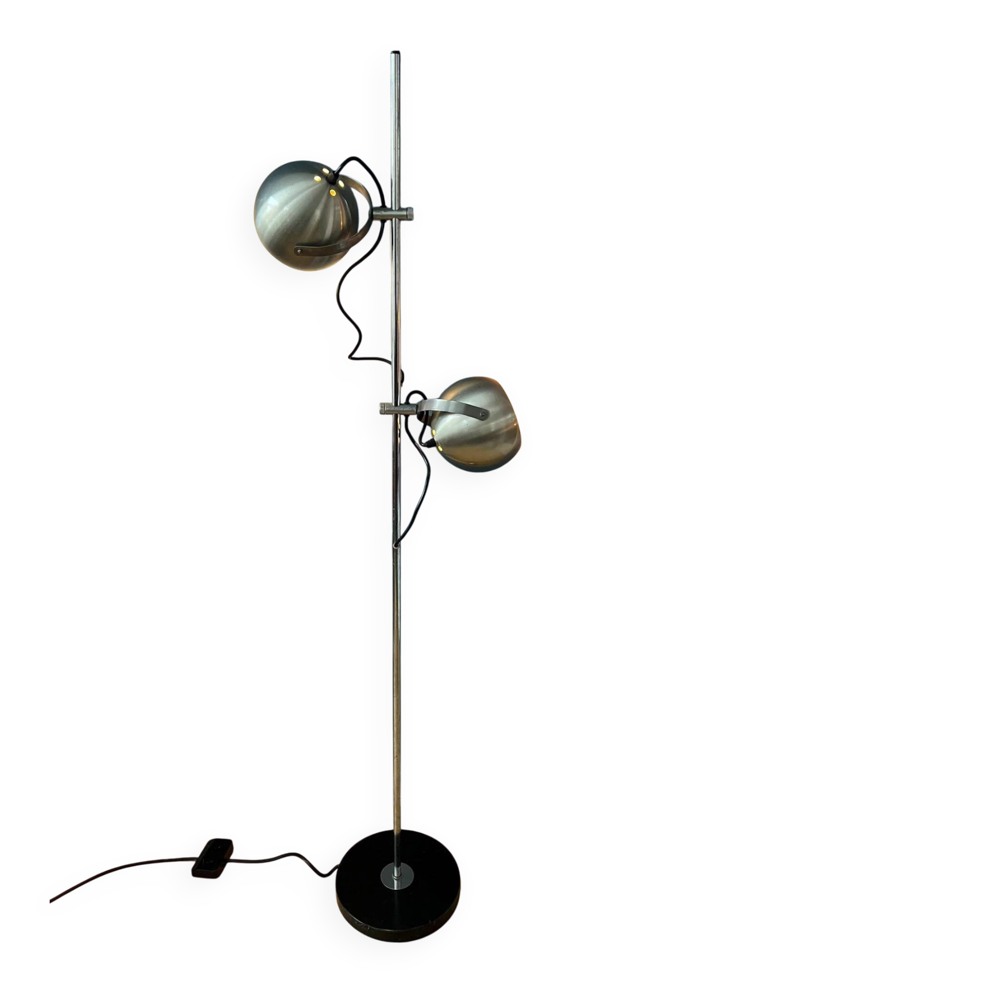 Silver mid-century vintage Herda eyeball floor lamp