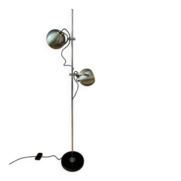 Lampe sur pied Herda en forme d'œil vintage argentée des années 50.