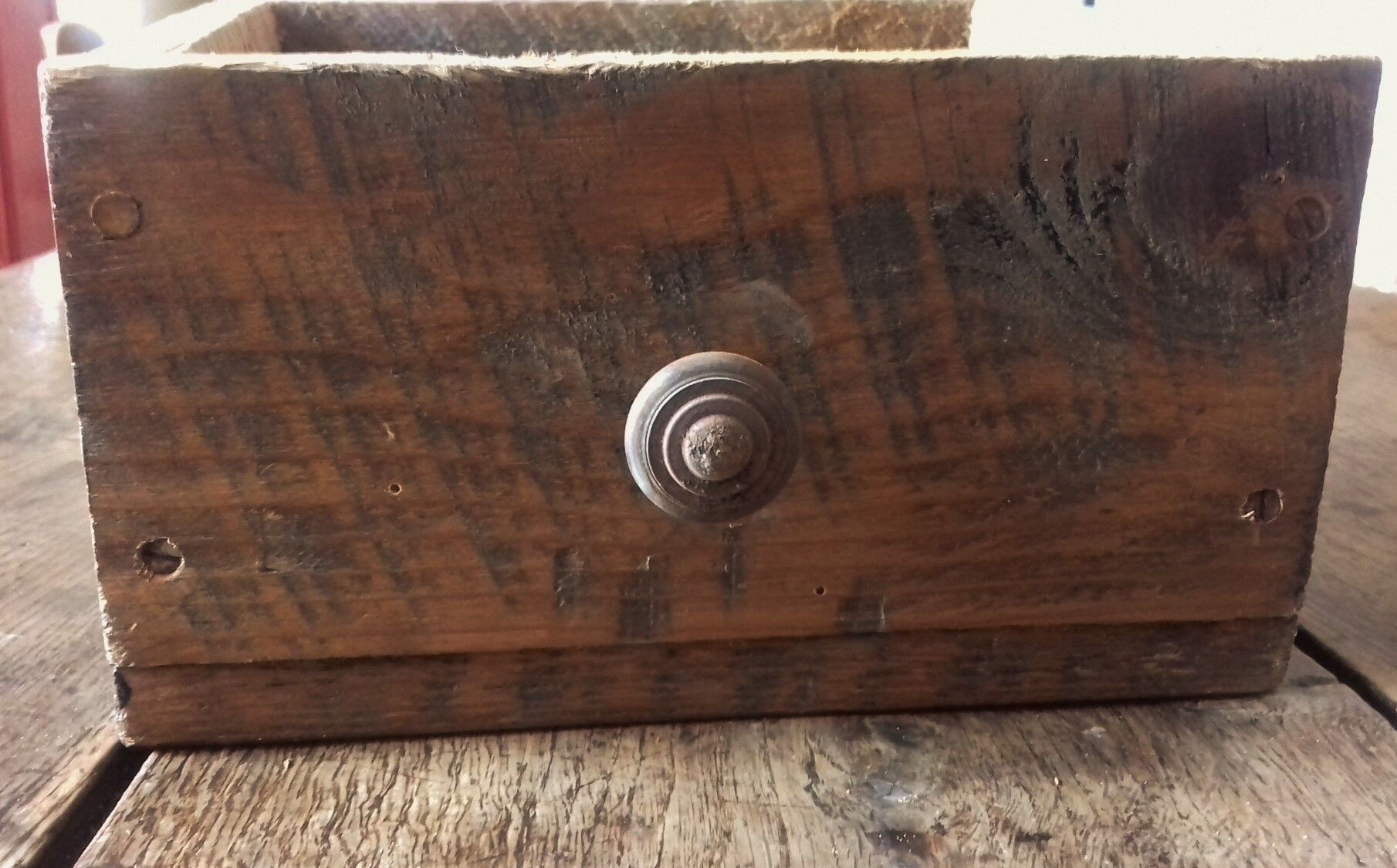 Bulk wood drawer metal button box storage