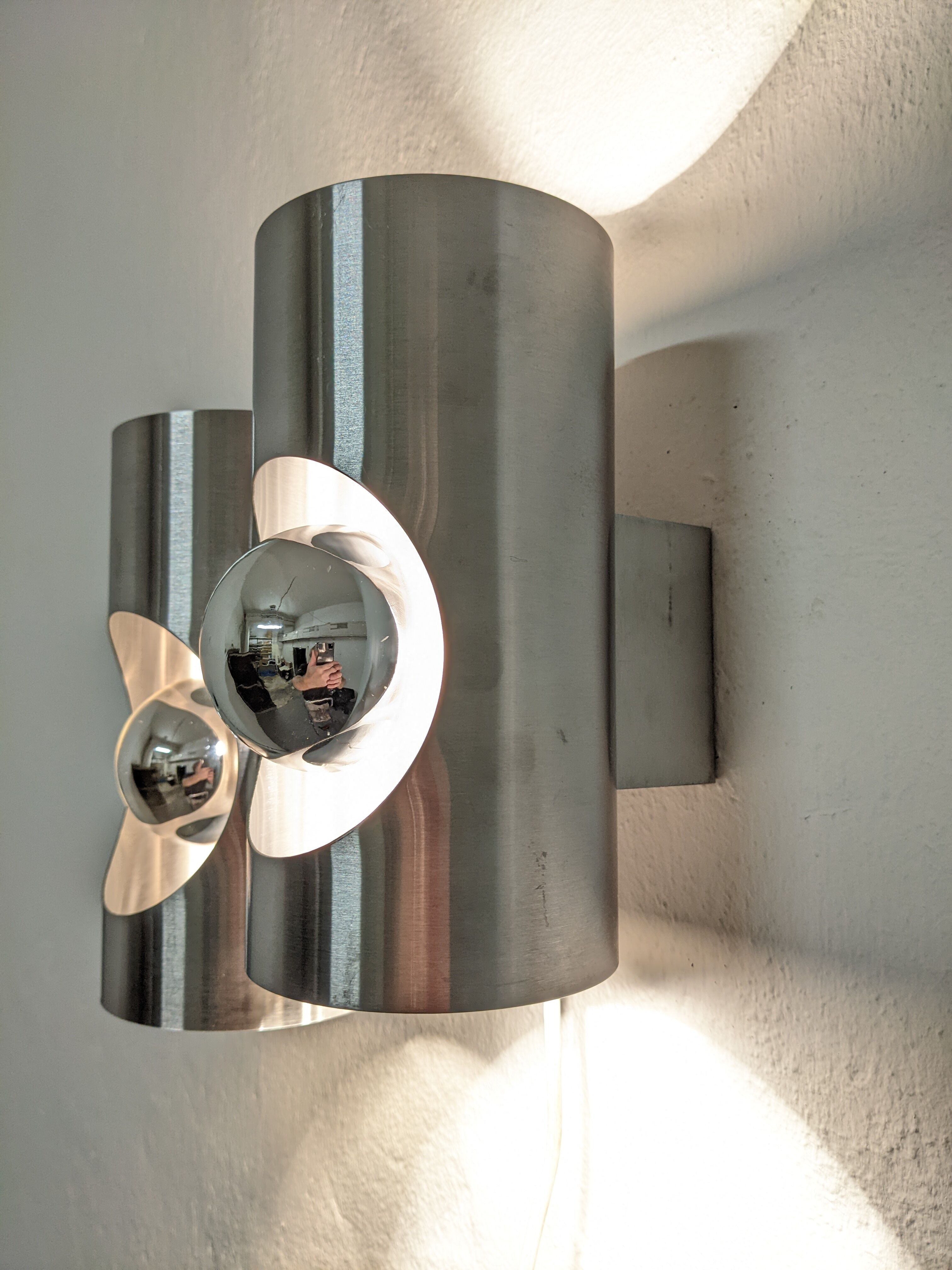 Pair of double wall lamps space age of the 60s/70s