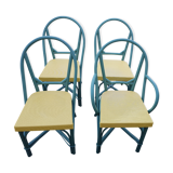 Chaises et fauteuil en bambou repeint