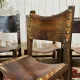 Set of 6 English chairs in oak and fine leather from the late 19th century.