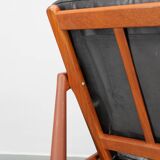 1960s Kai Kristiansen Paper Knife 3-Seater Teak Sofa in Leather , Denmark