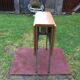 Vintage folding table with teak flaps said wallet with metal tubular base