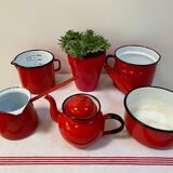 Red enamelled teapot from the 70s