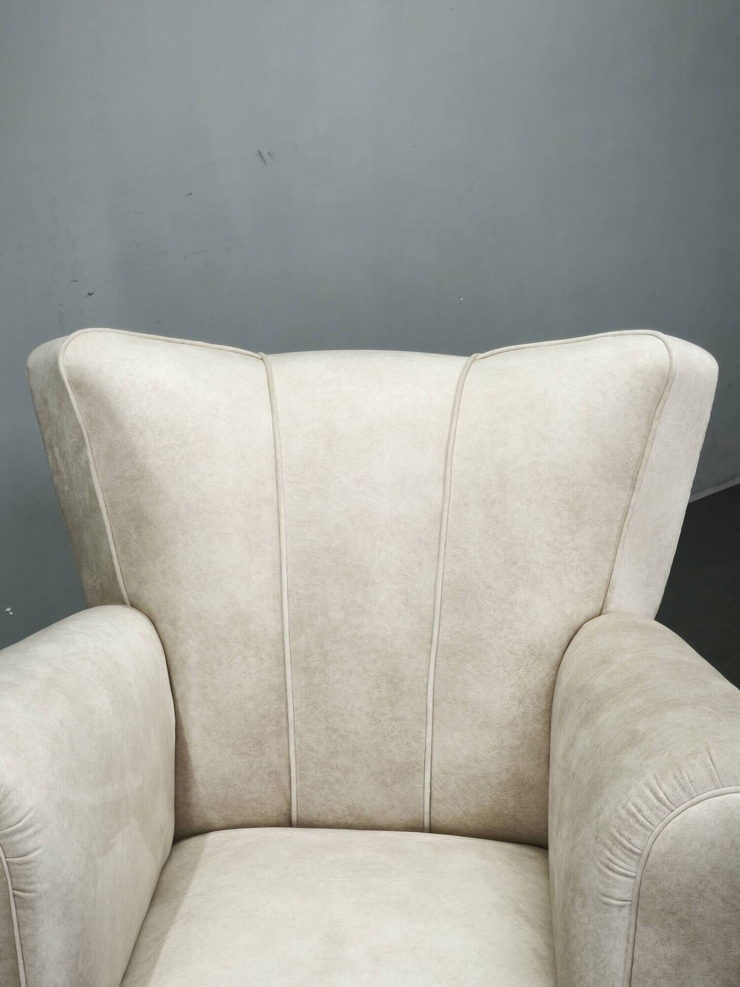 Italian Lounge Armchair in Beech Wood, Newly Upholstered, 1950s