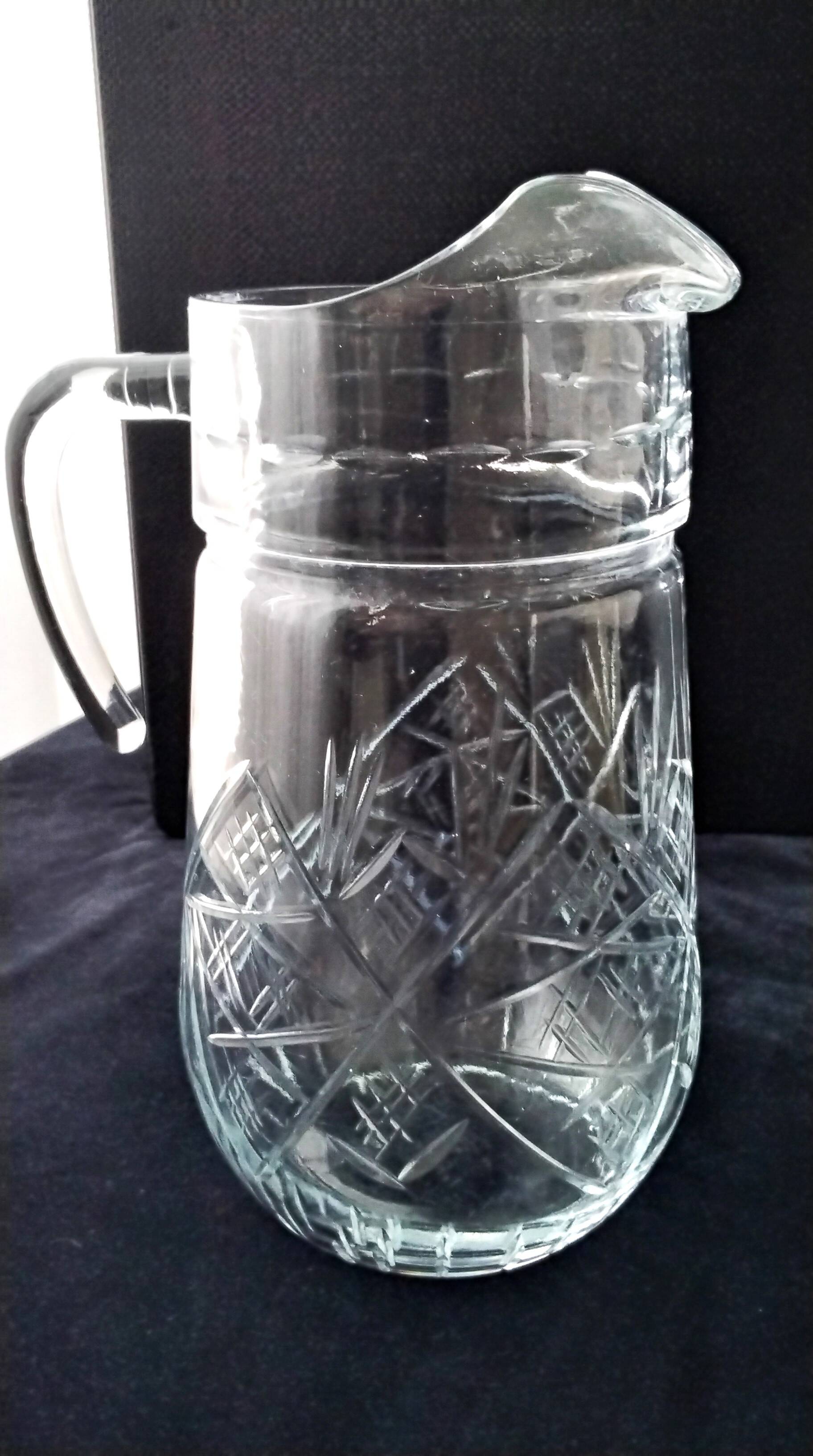 Jug, moulded pressed glass water carafe 1.6 L