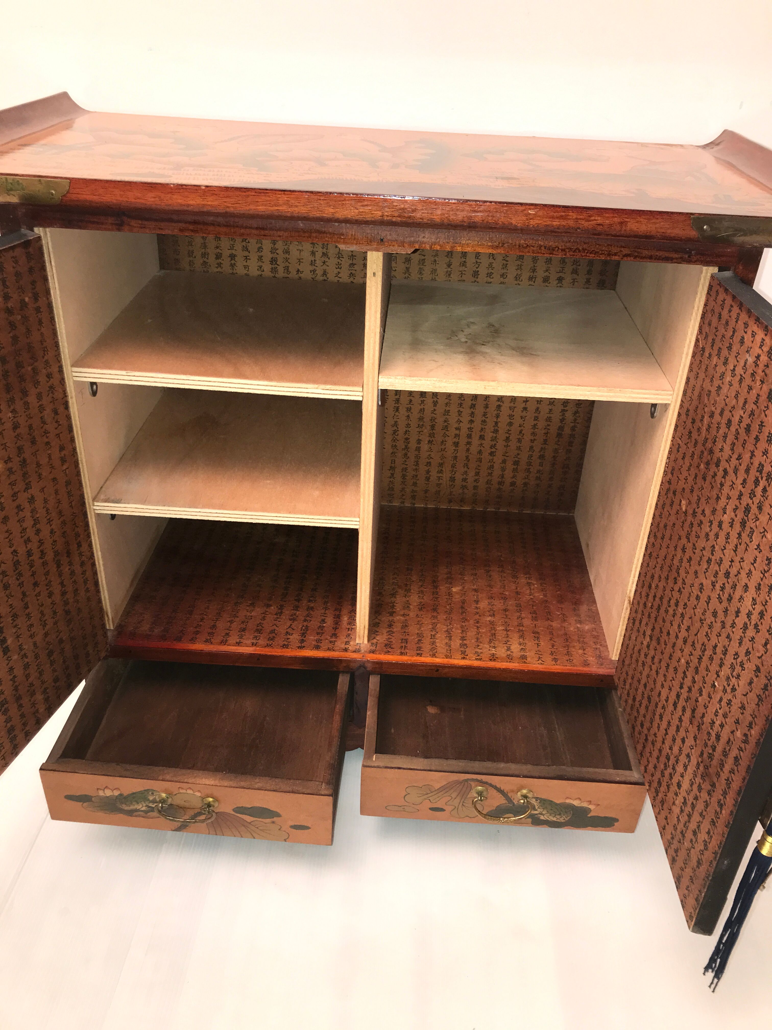 Chinese bedside table with wing top 60s-70s