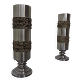 Brutalist German vases in stainless steel, 1960s, set of 2
