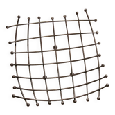 Corbeille à fruits en grille courbe, métal chromé et billes