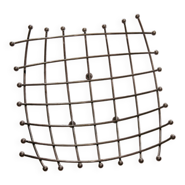 Corbeille à fruits en grille courbe, métal chromé et billes