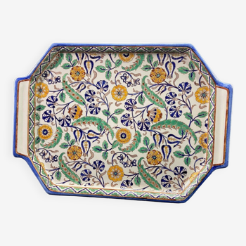 Large Gien earthenware tray with Persian decor, price of the Golf de Saint Cloud 1993