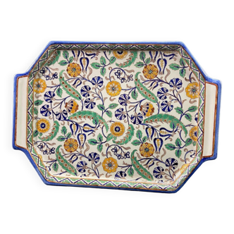 Large Gien earthenware tray with Persian decor, price of the Golf de Saint Cloud 1993