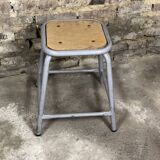 Iron and gray wood stool
