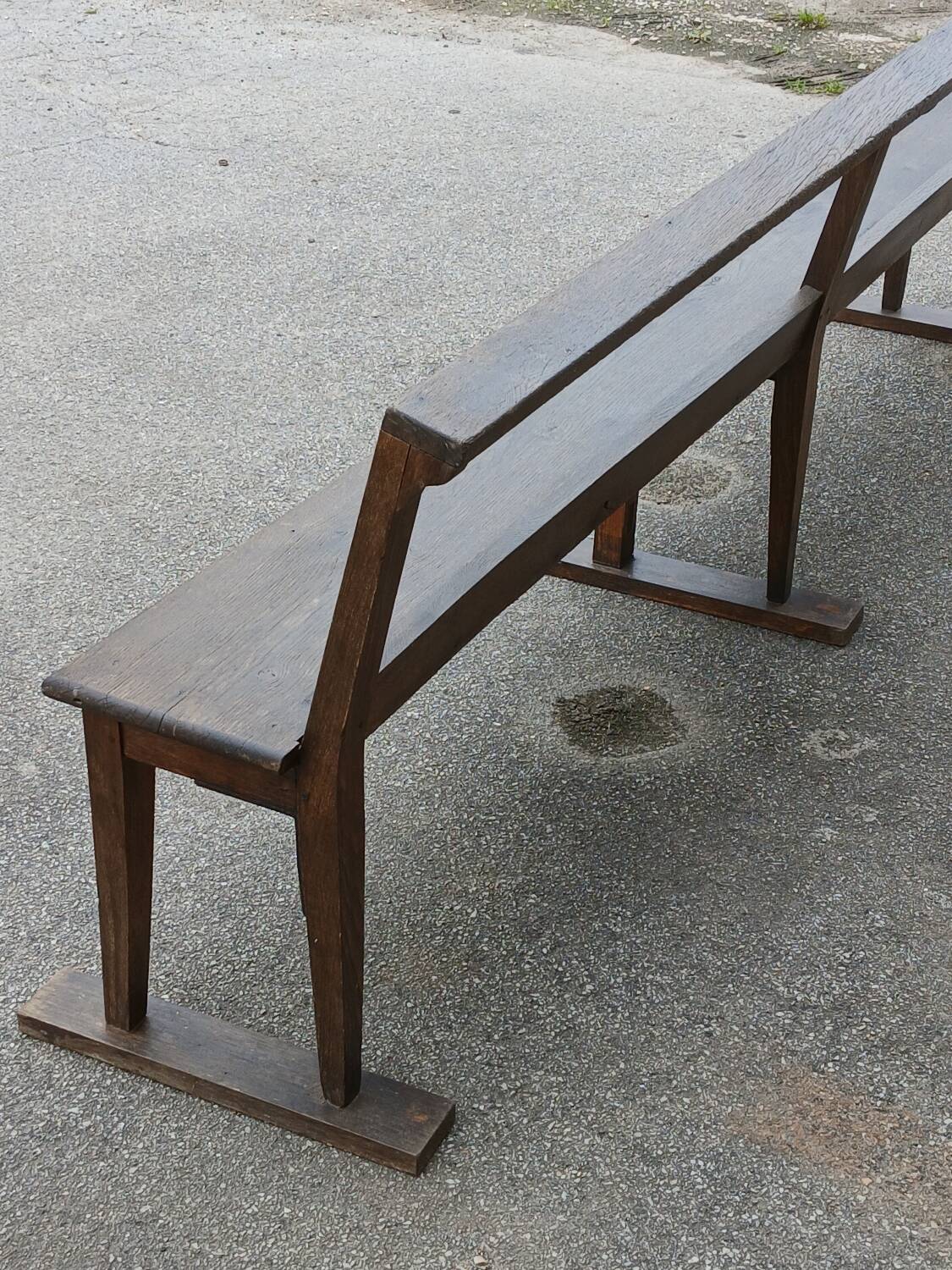 19th century oak church pew, 257 cm