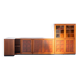 1970s Modular Corner Cabinet in Cherrywood with Glass and Carved Doors – “Fox Hunt” Design