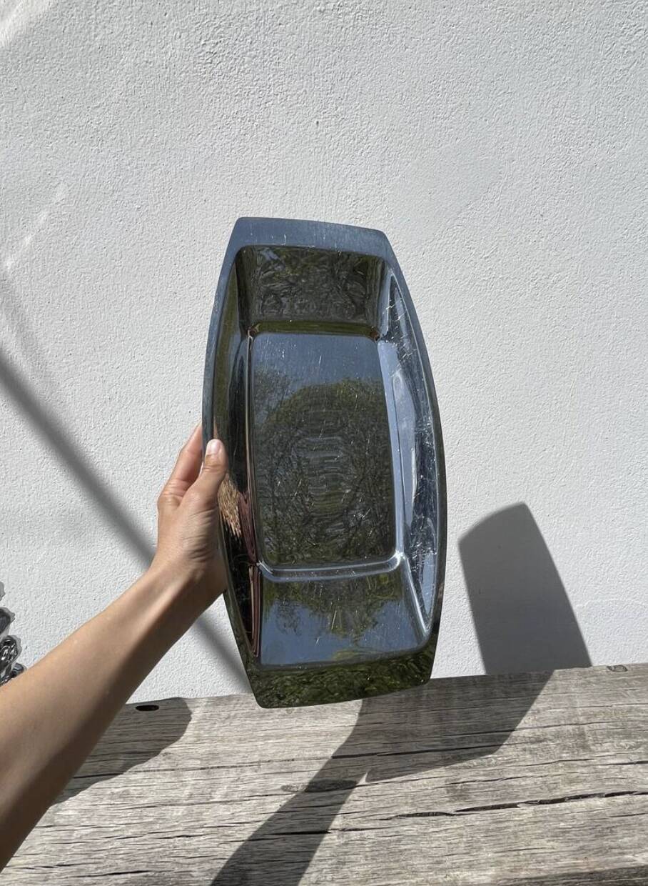 Rectangular stainless steel dish by Rémy Letang
